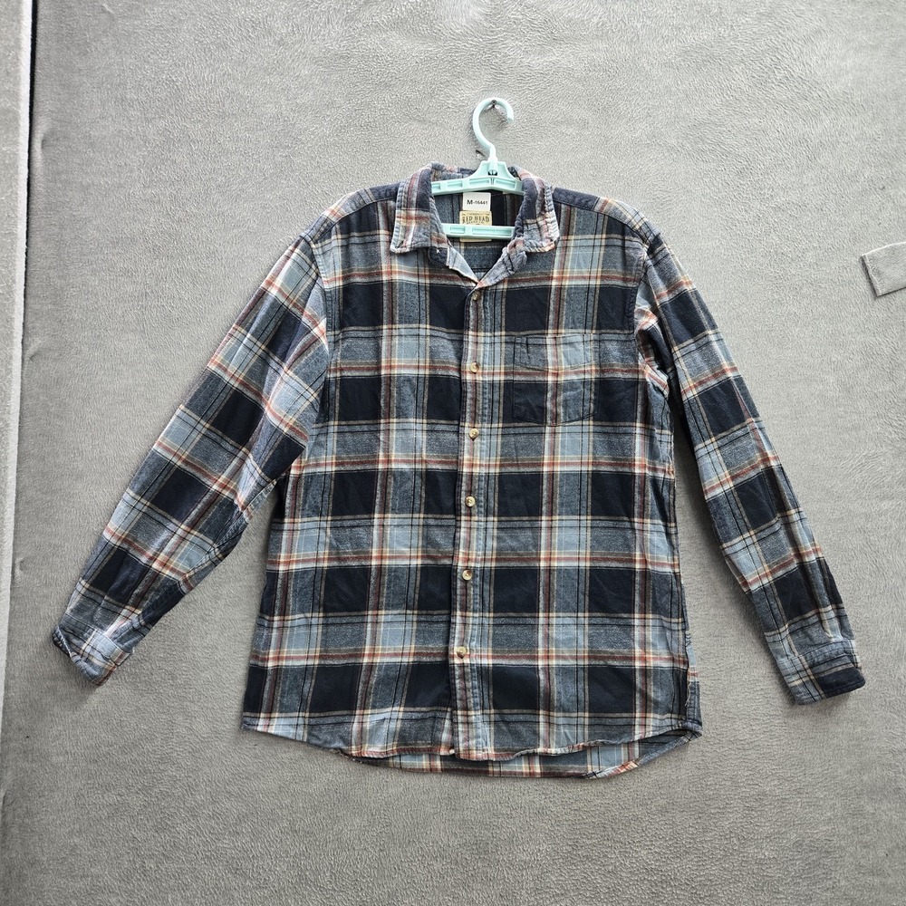 Redhead Men Button Up Shirt L Navy Light Blue Gray Red Beige Flannel Shirt